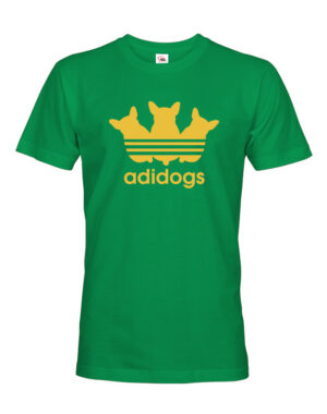 Pánské tričko s vtipným potiskem Adidogs - triko pro pejskaře. Vtipná a originální pánská a dámská trička s potiskem levně. Levná trička s MEME potiskem.