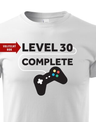 Dětské tričko k narozeninám - Level complete - s věkem na přání