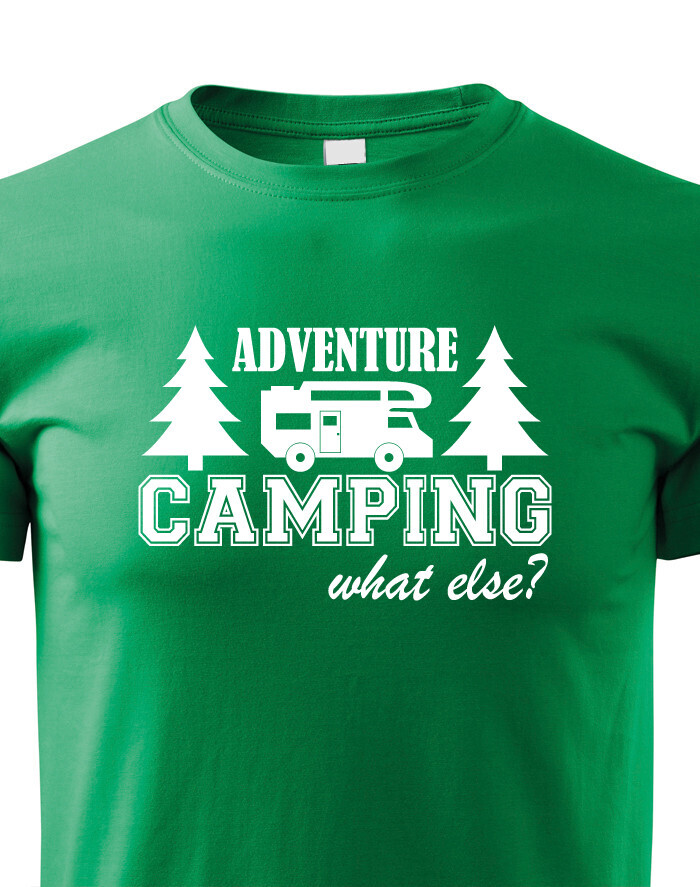 Dětské tričko s karavanem - Adventure Camping what else?