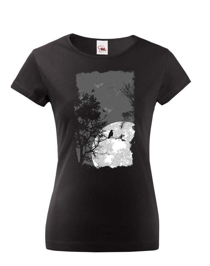 Dámské tričko s potiskem lesa a tmy - tričko pro nadšence přírody