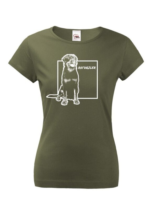 Dámské tričko Rotvajler -  dárek pro milovníky psů. Vtipná a originální pánská a dámská trička s potiskem levně. Levná trička s MEME potiskem.