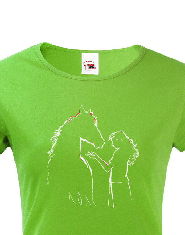 Dámské tričko pro milovníky koní - dívka a kůň- dárek pro milovnici koní