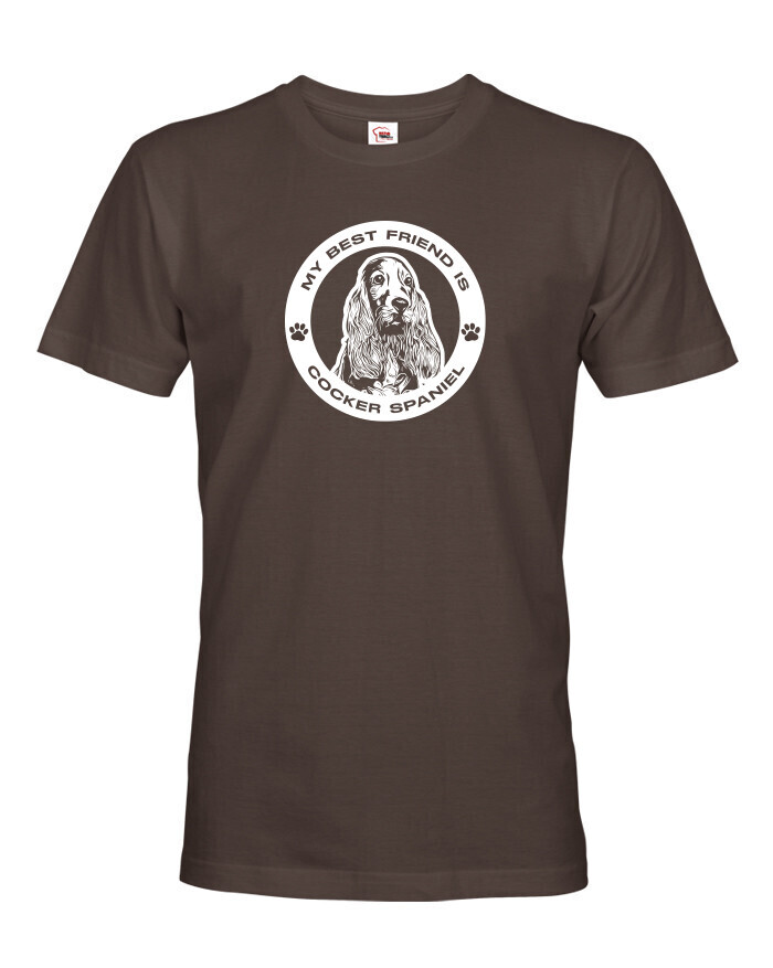 Pánské tričko pro milovníky psů s potiskem Kokršpaněla kulatý motiv