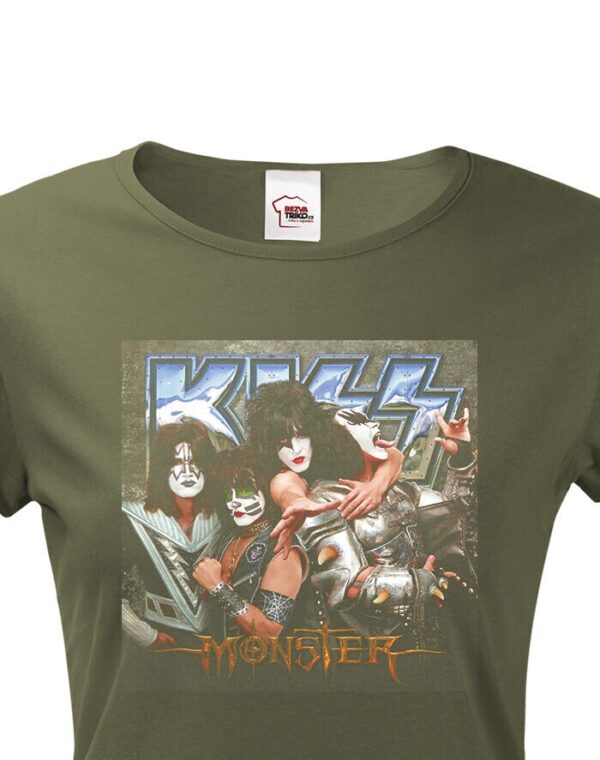 Dámské tričko s potiskem známé kapely Kiss  - parádní tričko s kvalitním potiskem