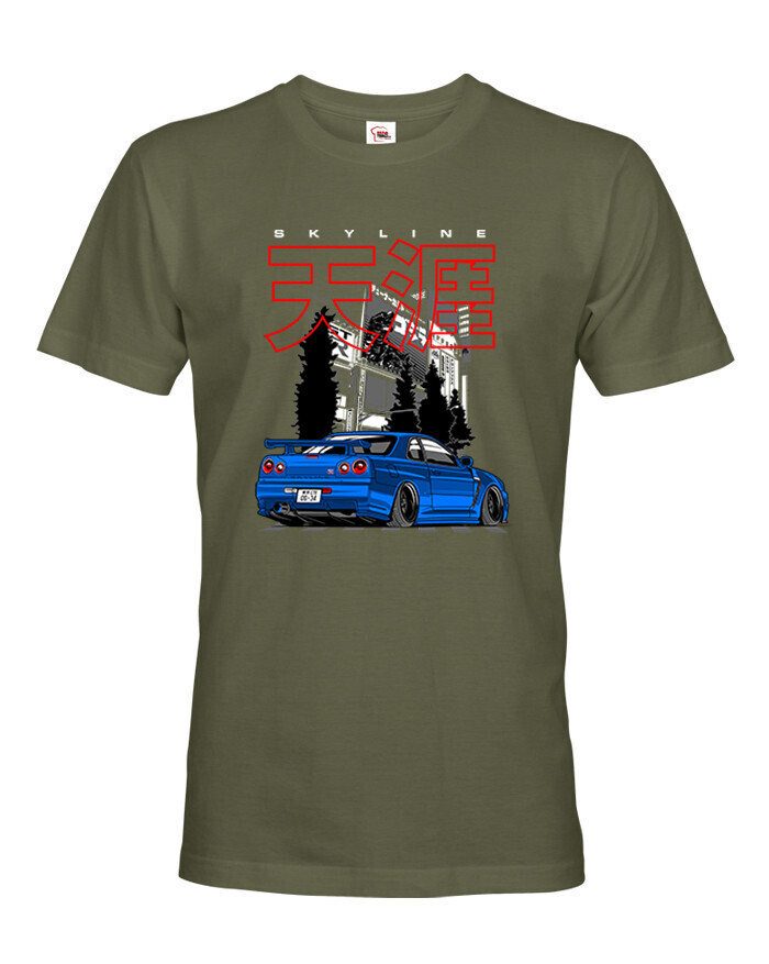 Pánské tričko s potiskem Nissan Skyline R34 Stance -  tričko pro milovníky aut