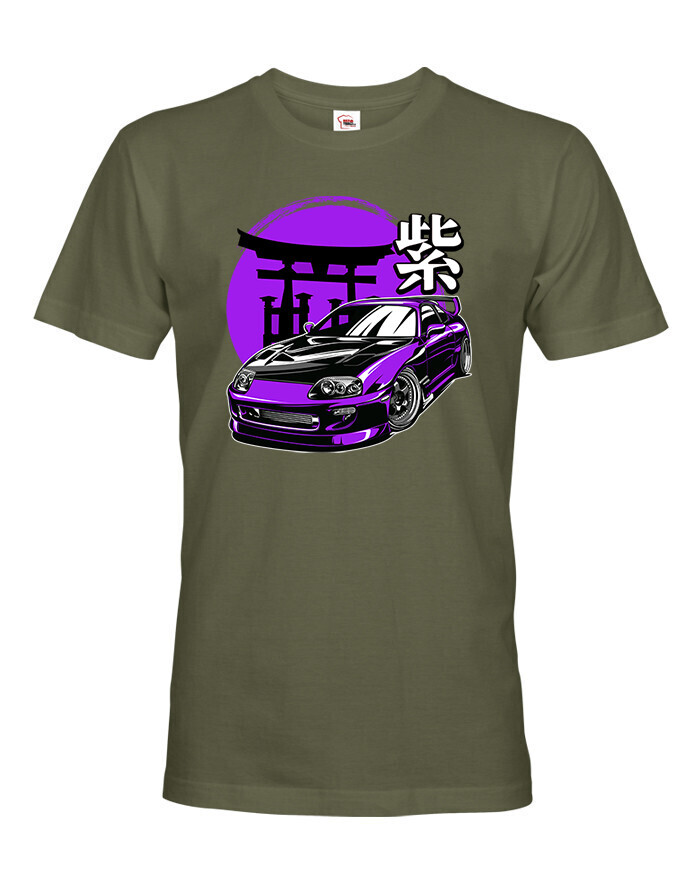 Pánské tričko s potiskem Toyoto Purple Supra  -  tričko pro milovníky aut