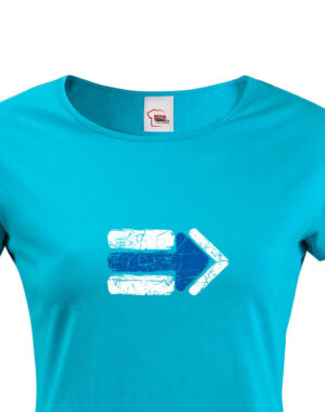 Dámské tričko Turistická šipka - modrá - ideální turistické tričko