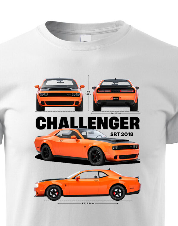 Dětské tričko Dodge Challenger SRT 2018 - kvalitní tisk a rychlé dodání. Vtipná a originální pánská a dámská trička s potiskem levně. Levná trička s MEME potiskem.
